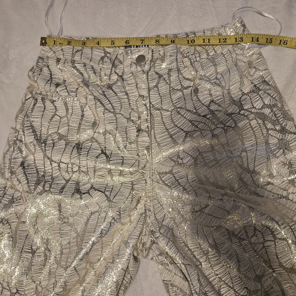 NWT Amylynn Lupe Printed Metallic Pants Sise Small Color Silver/Gold - Picture 8 of 15